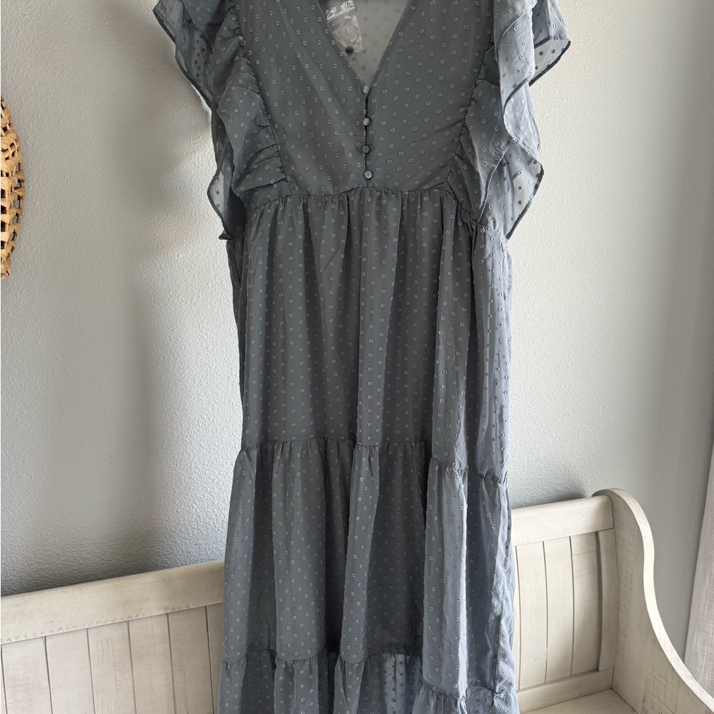 Elegant Blue Ruffle Dress